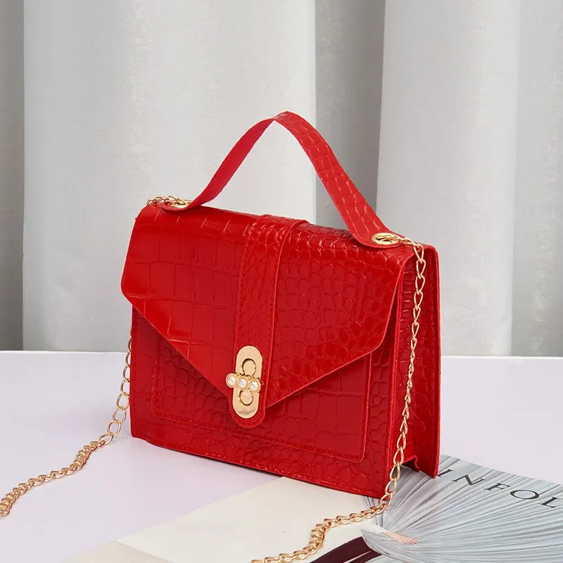 2024 Korean Fashion Versatile Women's Small Square Bag with Lock Chain, Shoulder Crossbody Handbag, Multiple Colors Available thumbnail 5