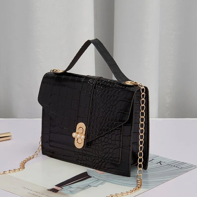 2024 Korean Fashion Versatile Women's Small Square Bag with Lock Chain, Shoulder Crossbody Handbag, Multiple Colors Available thumbnail 3