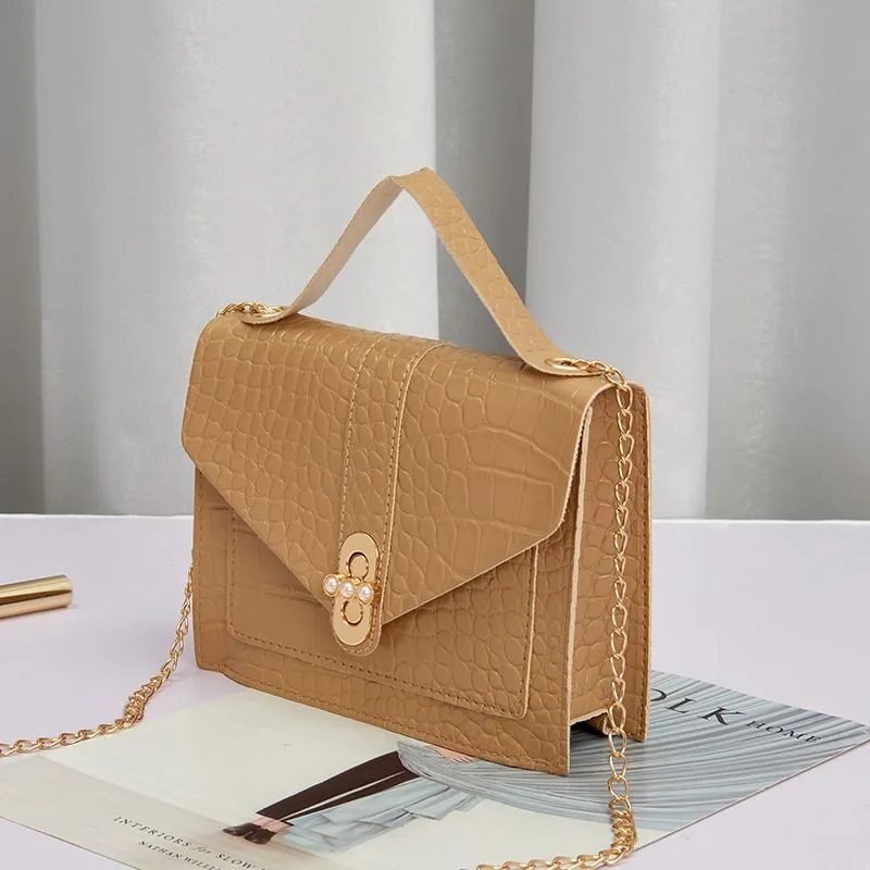2024 Korean Fashion Versatile Women's Small Square Bag with Lock Chain, Shoulder Crossbody Handbag, Multiple Colors Available thumbnail 4