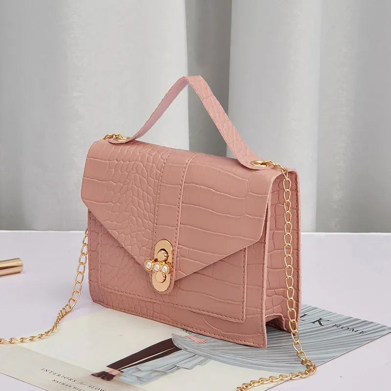 2024 Korean Fashion Versatile Women's Small Square Bag with Lock Chain, Shoulder Crossbody Handbag, Multiple Colors Available thumbnail 6