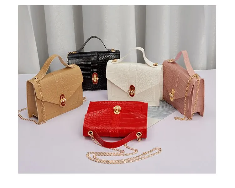 2024 Korean Fashion Versatile Women's Small Square Bag with Lock Chain, Shoulder Crossbody Handbag, Multiple Colors Available showcase 6
