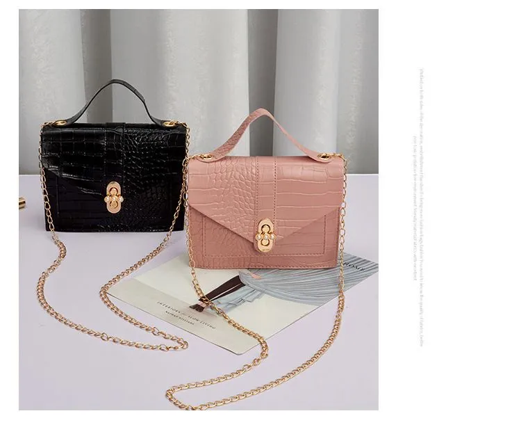 2024 Korean Fashion Versatile Women's Small Square Bag with Lock Chain, Shoulder Crossbody Handbag, Multiple Colors Available showcase 7