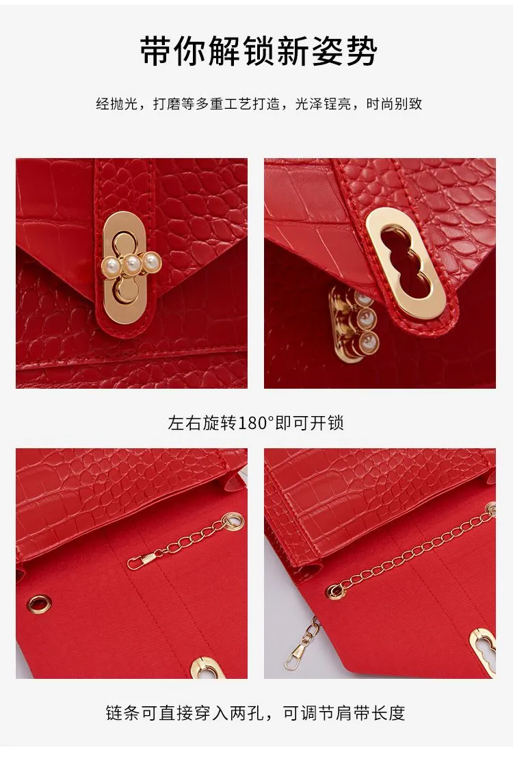 2024 Korean Fashion Versatile Women's Small Square Bag with Lock Chain, Shoulder Crossbody Handbag, Multiple Colors Available showcase 10