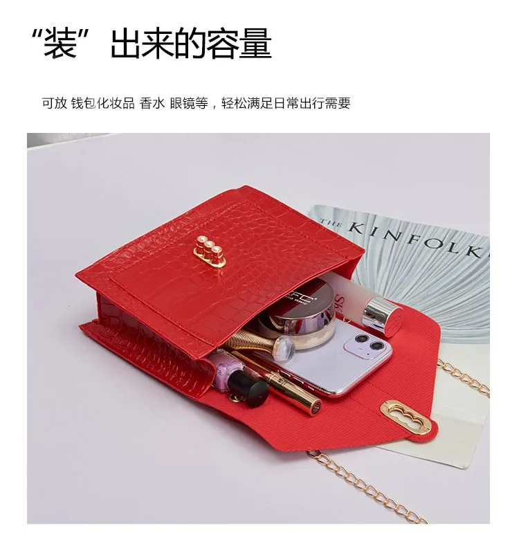 2024 Korean Fashion Versatile Women's Small Square Bag with Lock Chain, Shoulder Crossbody Handbag, Multiple Colors Available showcase 12