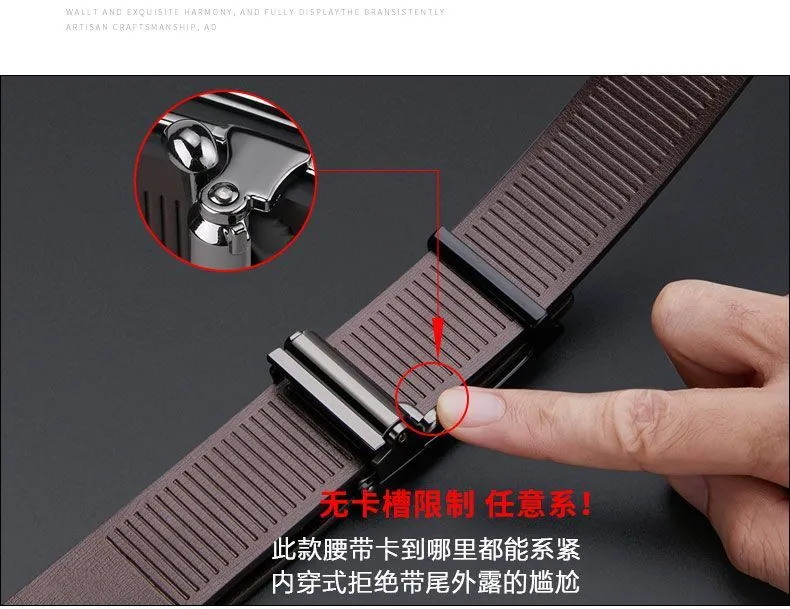 Men's Business Casual Automatic Buckle Belt with Carved Hollow Design, Thickened for Autumn/Winter, High-End Leather, Perfect for Trousers and Casual Wear, Durable and Stylish showcase 3