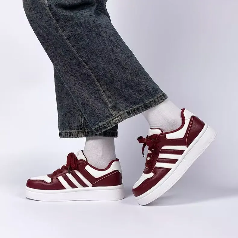 Piaz Trendy Fashion Red Shoes Classic Casual Sneakers for Students, Thick Soles, Height-Increasing, High-Value, Fashionable Leisure Board Shoes thumbnail 2