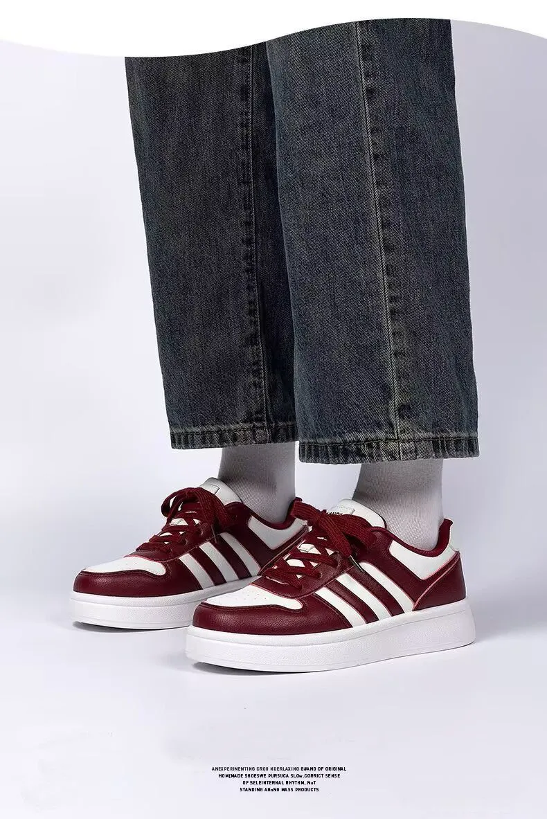 Piaz Trendy Fashion Red Shoes Classic Casual Sneakers for Students, Thick Soles, Height-Increasing, High-Value, Fashionable Leisure Board Shoes showcase 4