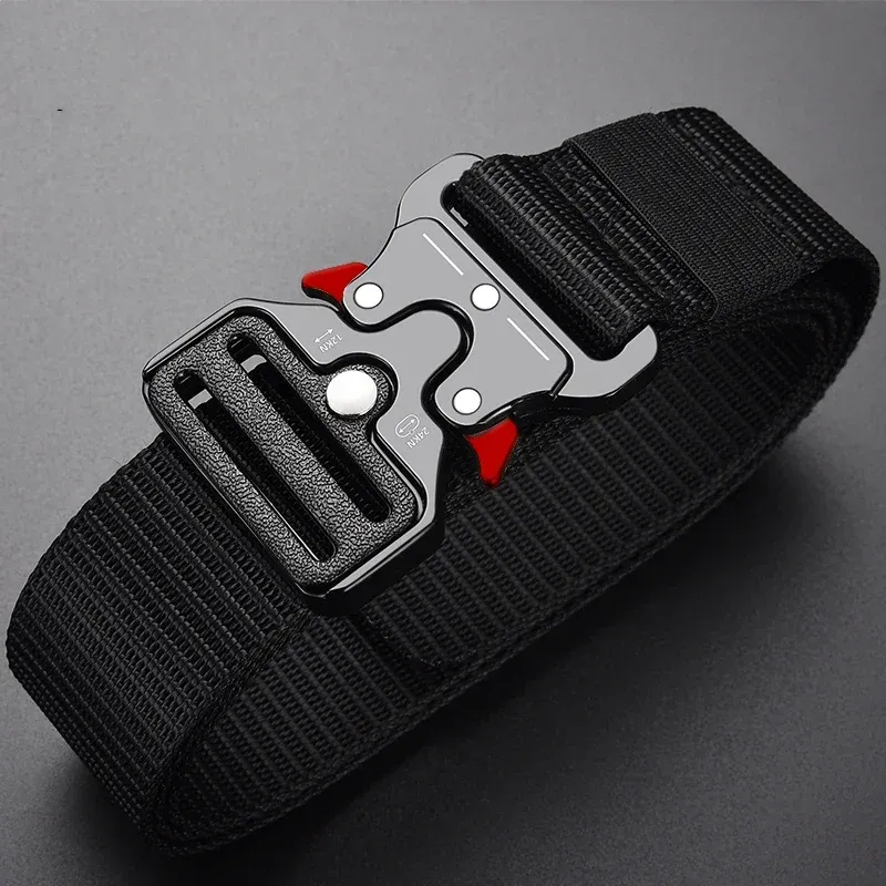 Genuine Tactical Belt Quick Release Outdoor Military Style Nylon Sports Belt for Men & Women - Durable Black Accessory thumbnail 3