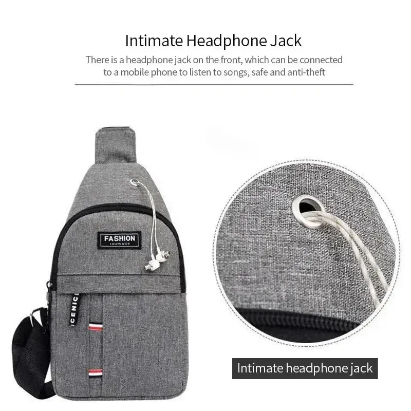 Men's Waterproof Nylon Canvas Waist Bag - Large Capacity, Adjustable Strap, Casual Outdoor Crossbody Chest Pack for Travel & Sports thumbnail 3