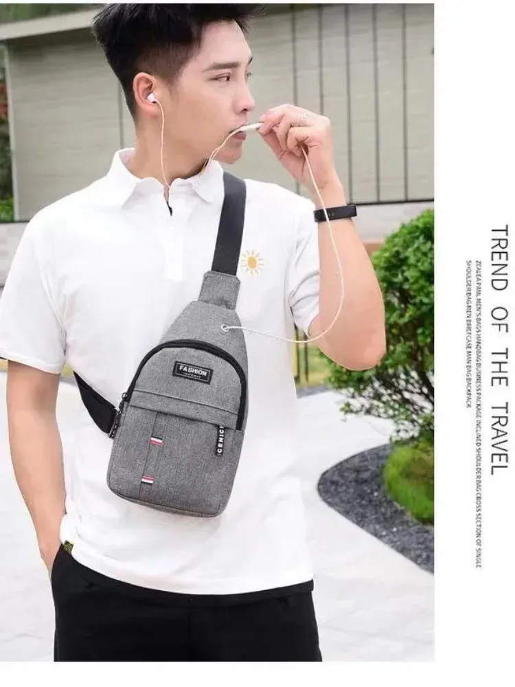 Men's Waterproof Nylon Canvas Waist Bag - Large Capacity, Adjustable Strap, Casual Outdoor Crossbody Chest Pack for Travel & Sports showcase 5