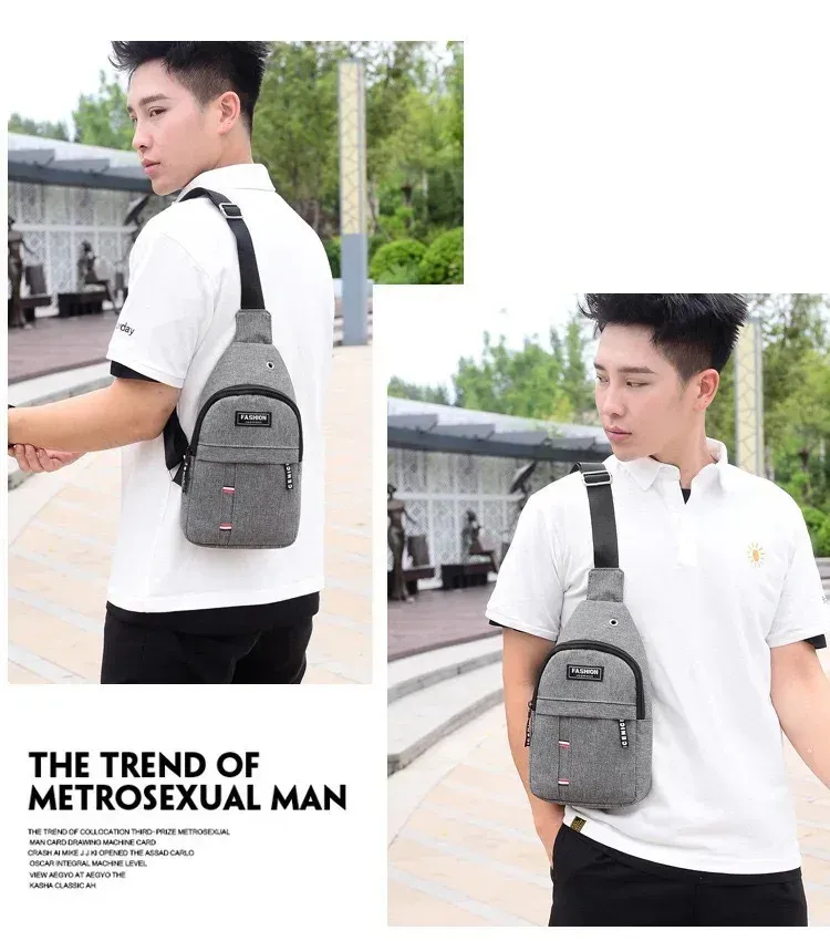 Men's Waterproof Nylon Canvas Waist Bag - Large Capacity, Adjustable Strap, Casual Outdoor Crossbody Chest Pack for Travel & Sports showcase 1