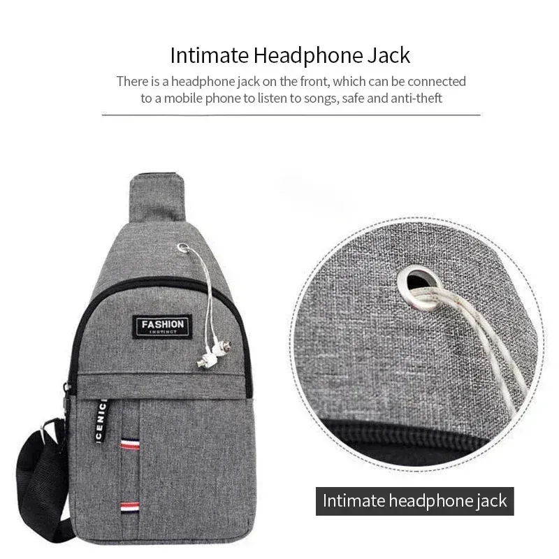 Men's Waterproof Nylon Canvas Waist Bag - Large Capacity, Adjustable Strap, Casual Outdoor Crossbody Chest Pack for Travel & Sports showcase 4