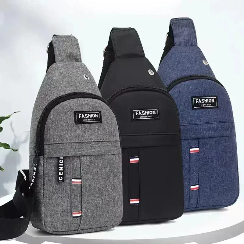 Men's Waterproof Nylon Canvas Waist Bag - Large Capacity, Adjustable Strap, Casual Outdoor Crossbody Chest Pack for Travel & Sports showcase 2