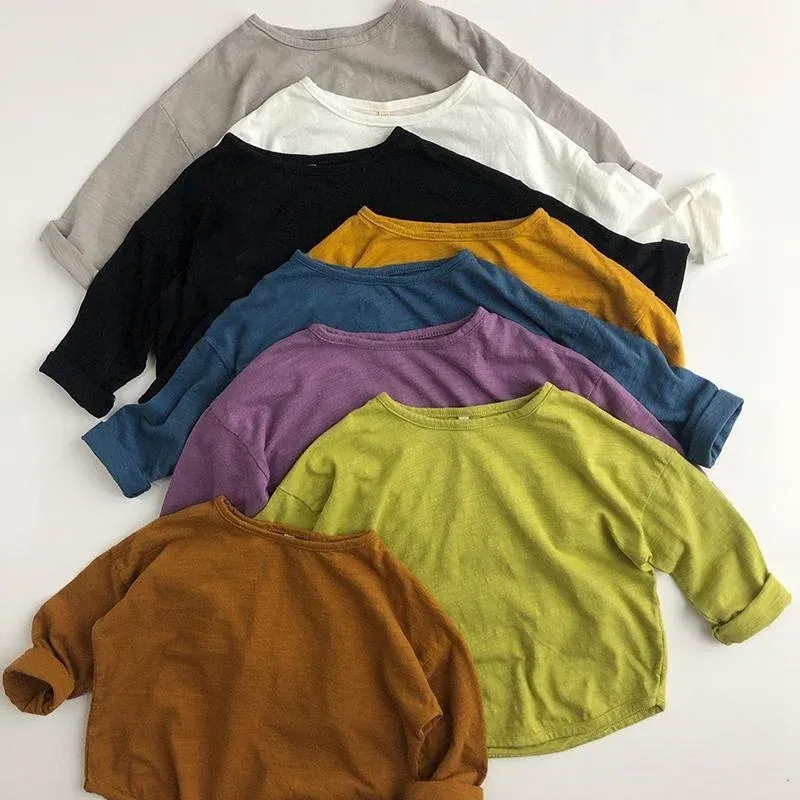 Baby Boys Girls Long Sleeve Cotton T-Shirt Tops - Soft Pure Cotton Kids Spring Tee for Toddlers & Infants thumbnail 1