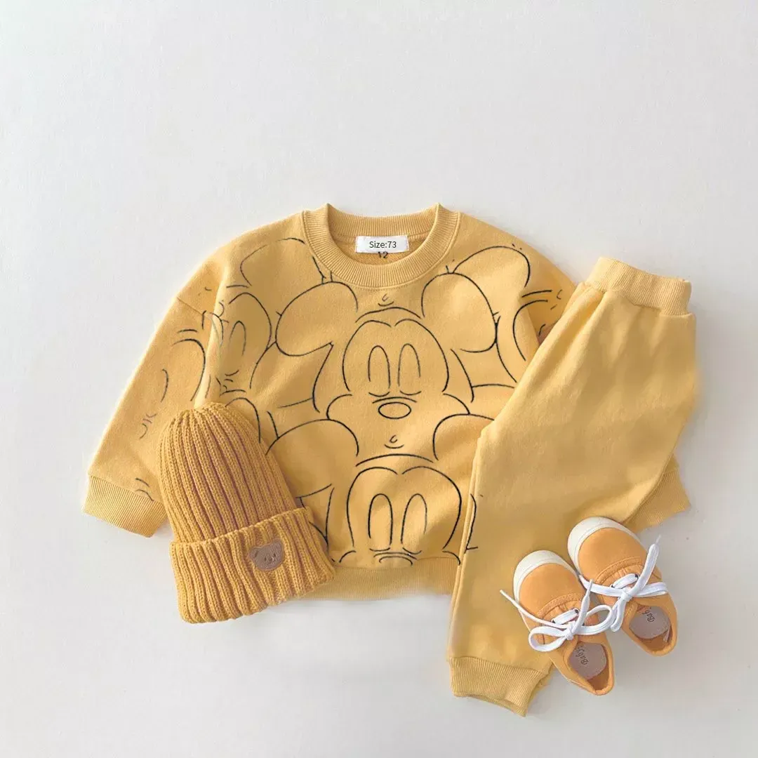 Baby Boy & Girl Summer Cartoon Printed T-Shirt & Shorts Set | Comfortable Cotton Casual Outfit for Kids Ages 6M-7Y thumbnail 1