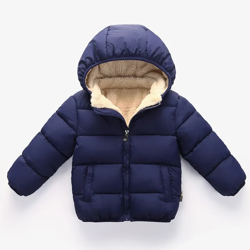 Kids Winter Thick Plush Fur Hooded Jacket for Boys and Girls - Warm Snowsuit Outerwear for Children thumbnail 1