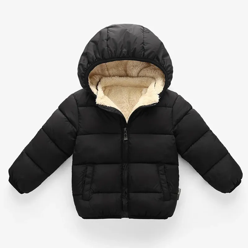 Kids Winter Thick Plush Fur Hooded Jacket for Boys and Girls - Warm Snowsuit Outerwear for Children thumbnail 2