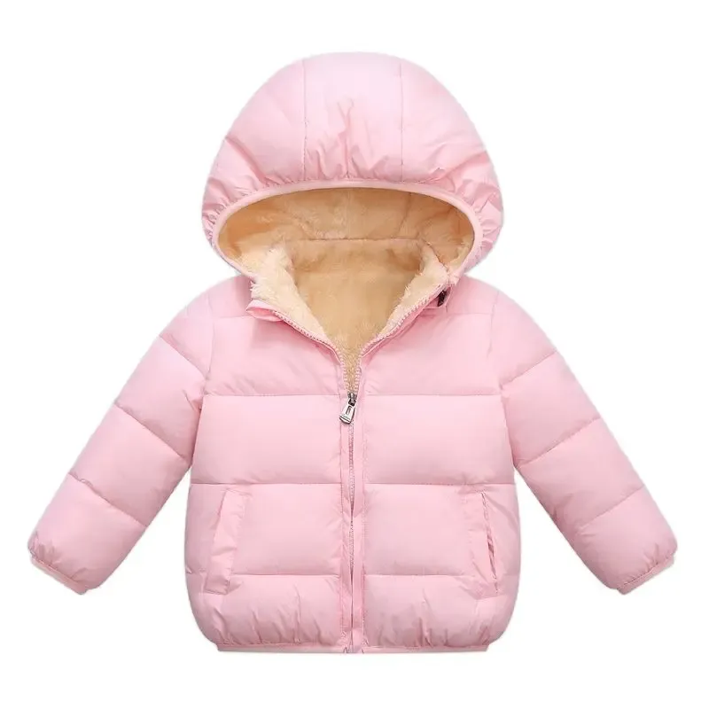 Kids Winter Thick Plush Fur Hooded Jacket for Boys and Girls - Warm Snowsuit Outerwear for Children thumbnail 5