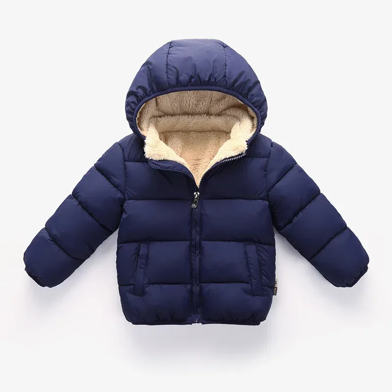Kids Winter Thick Plush Fur Hooded Jacket for Boys and Girls - Warm Snowsuit Outerwear for Children showcase 2