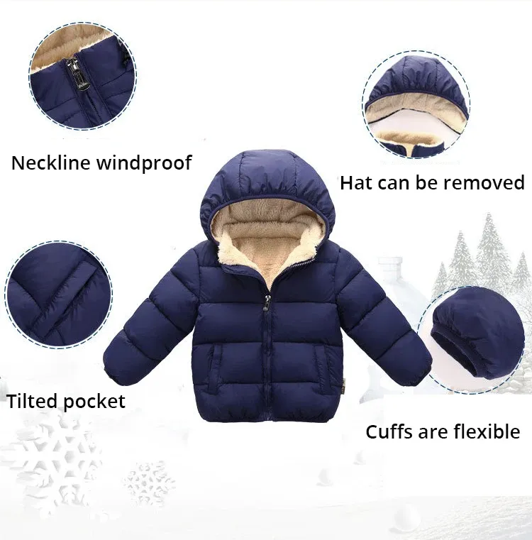 Kids Winter Thick Plush Fur Hooded Jacket for Boys and Girls - Warm Snowsuit Outerwear for Children showcase 7