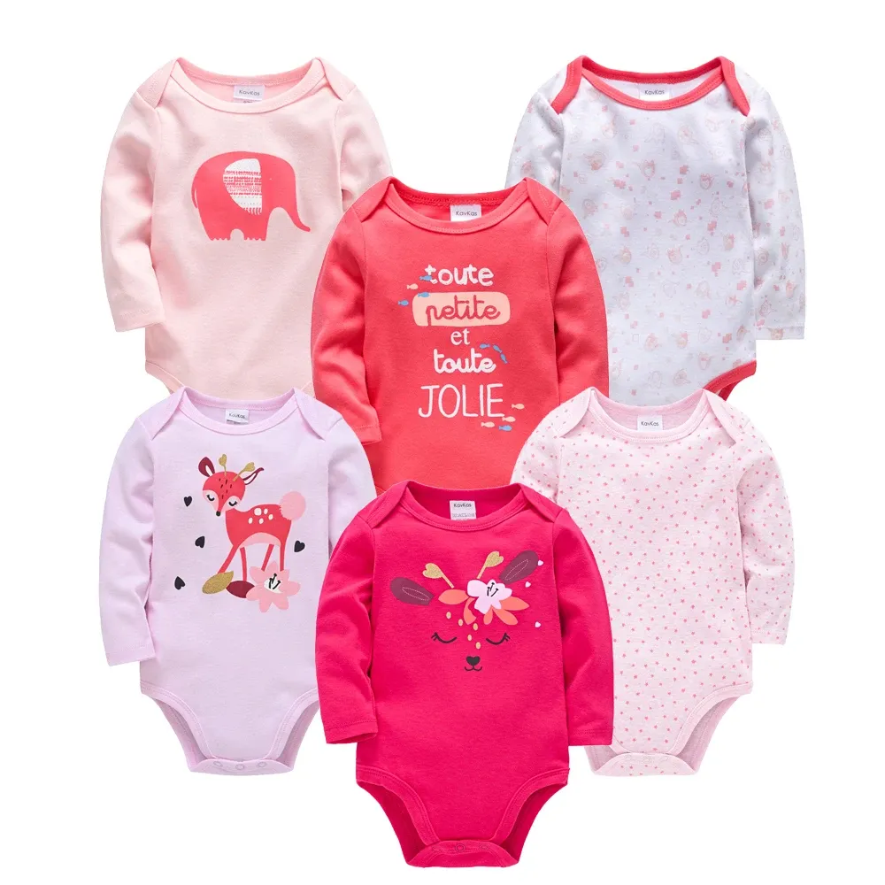 Kavkas 6/3 Pack Baby Boys Girls Long Sleeve Bodysuits 100% Cotton Newborn Infant Jumpsuit Clothing for 0-12 Months thumbnail 4