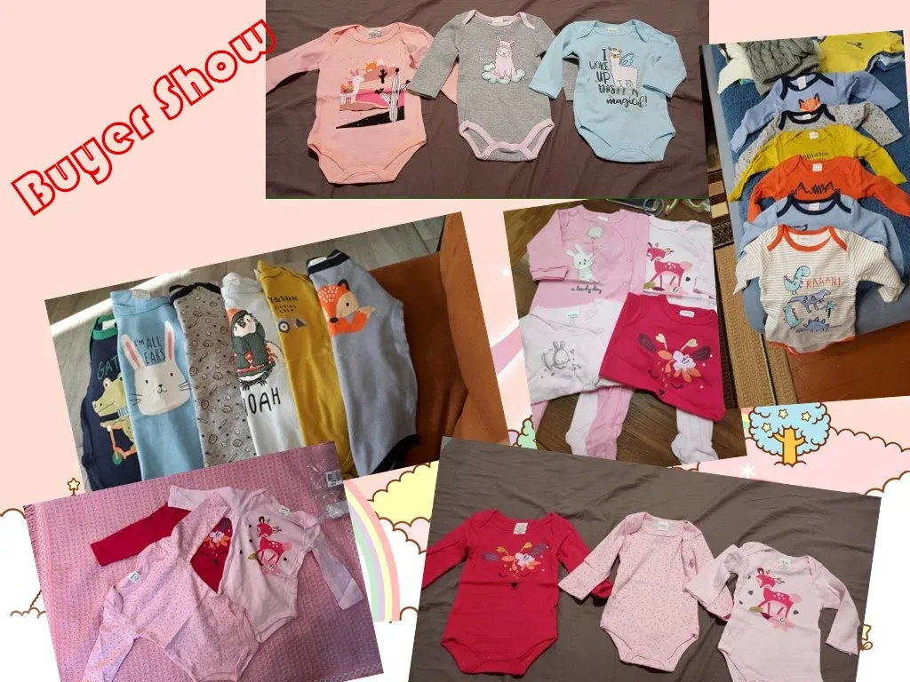 Kavkas 6/3 Pack Baby Boys Girls Long Sleeve Bodysuits 100% Cotton Newborn Infant Jumpsuit Clothing for 0-12 Months showcase 3