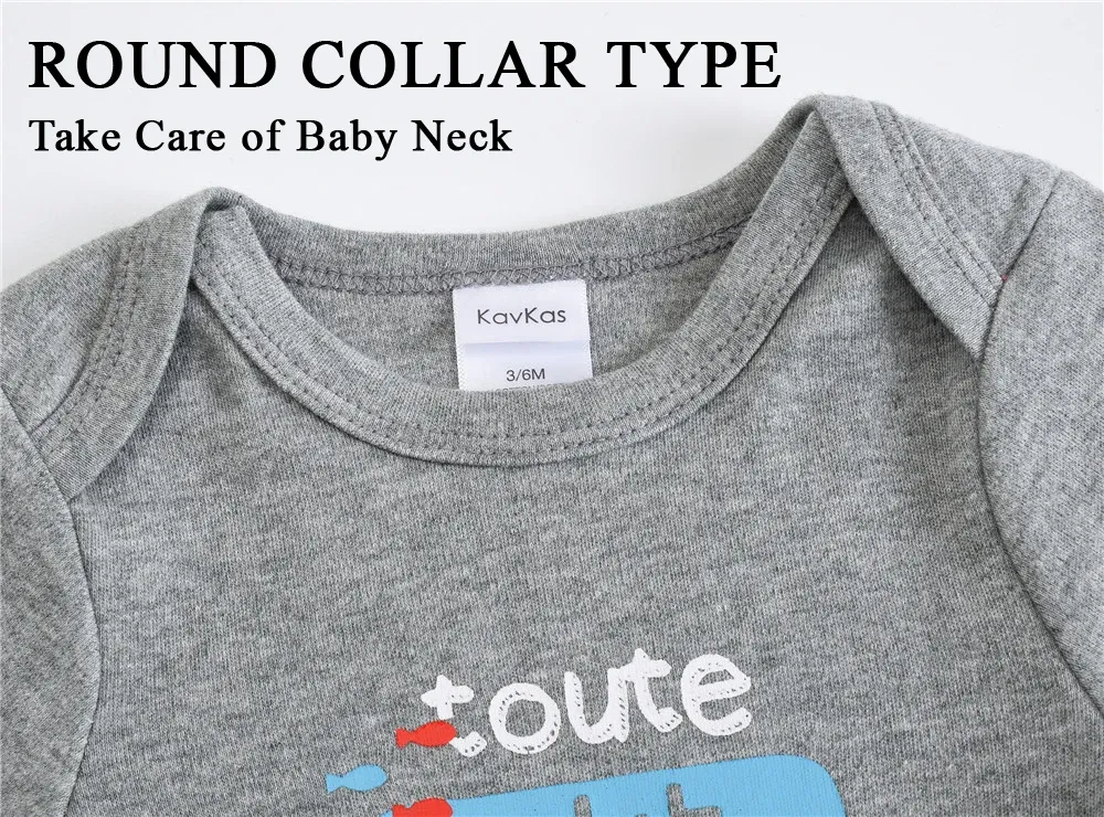 Kavkas 6/3 Pack Baby Boys Girls Long Sleeve Bodysuits 100% Cotton Newborn Infant Jumpsuit Clothing for 0-12 Months showcase 6