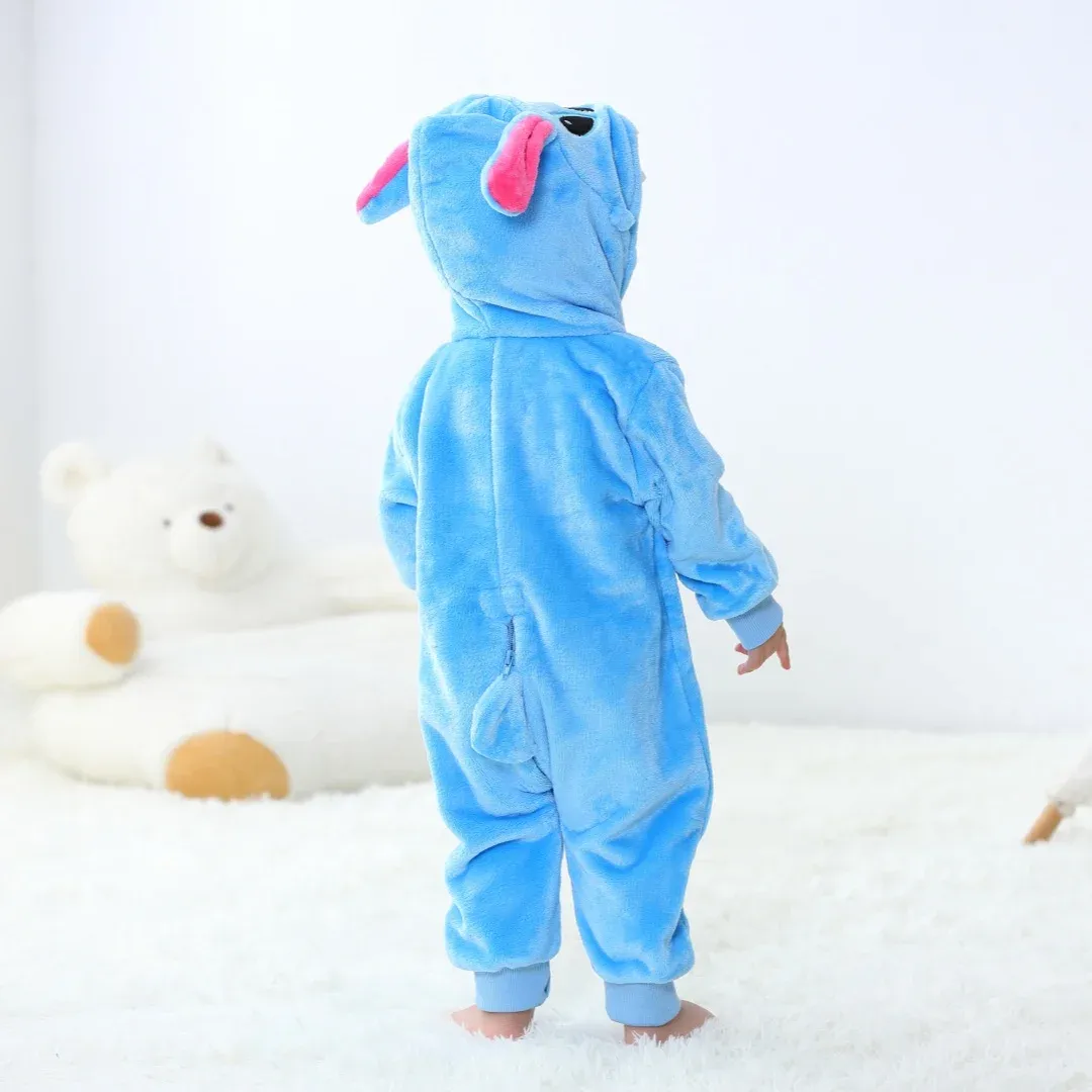 Baby Stitch Kigurumi Romper - Cute Cartoon Animal Jumpsuit for Infants & Toddlers, Long Sleeve Cosplay Pyjamas for Girls and Boys, Ideal for Spring, Fall, Winter thumbnail 3