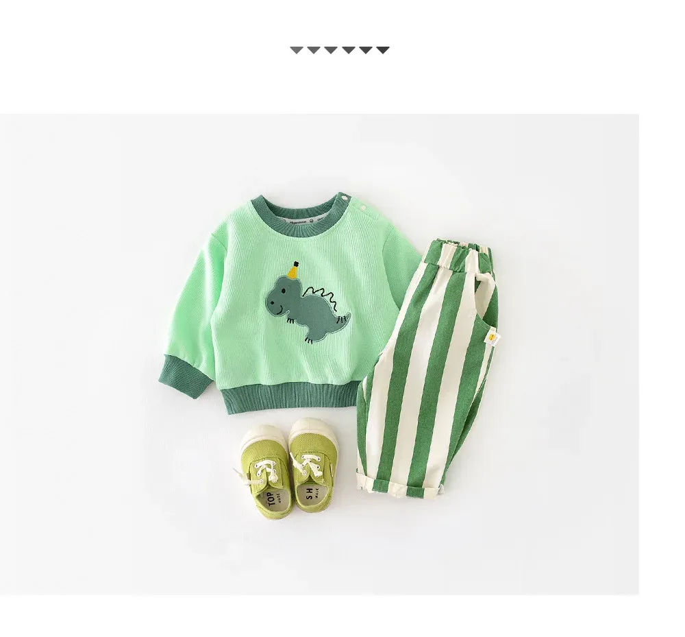 0-3Y Baby Girls Boys Cotton Striped Pants High Waist Loose Fit Casual Trousers with Pockets for Autumn Spring Toddlers showcase 5
