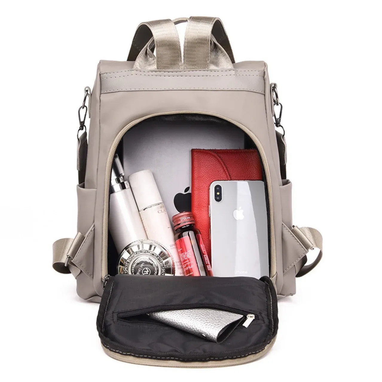 Women's Multifunction Backpack: Stylish Casual Solid Color School Bag for Girls, Fashion Detachable Strap Travel Shoulder Bag thumbnail 3