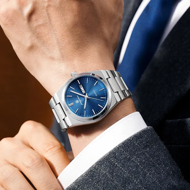 PAAZOMU Luxury Men's Quartz Wristwatch - Waterproof Stainless Steel Sport Watch with Luminous Date & Week Display, Ideal Gift for Men thumbnail 5