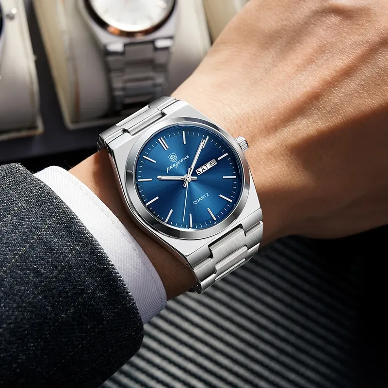 PAAZOMU Luxury Men's Quartz Wristwatch - Waterproof Stainless Steel Sport Watch with Luminous Date & Week Display, Ideal Gift for Men thumbnail 6