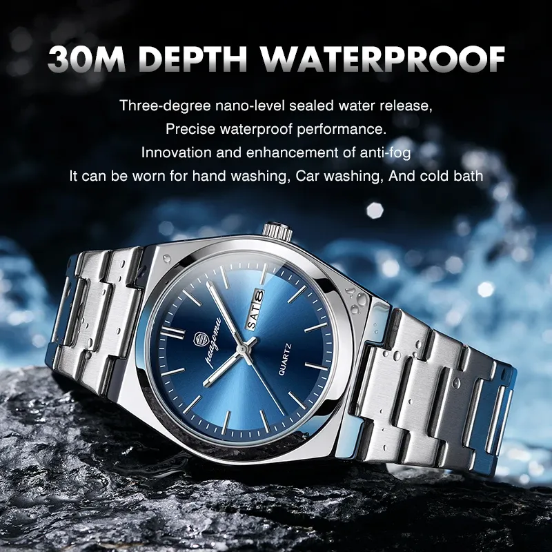 PAAZOMU Luxury Men's Quartz Wristwatch - Waterproof Stainless Steel Sport Watch with Luminous Date & Week Display, Ideal Gift for Men thumbnail 2