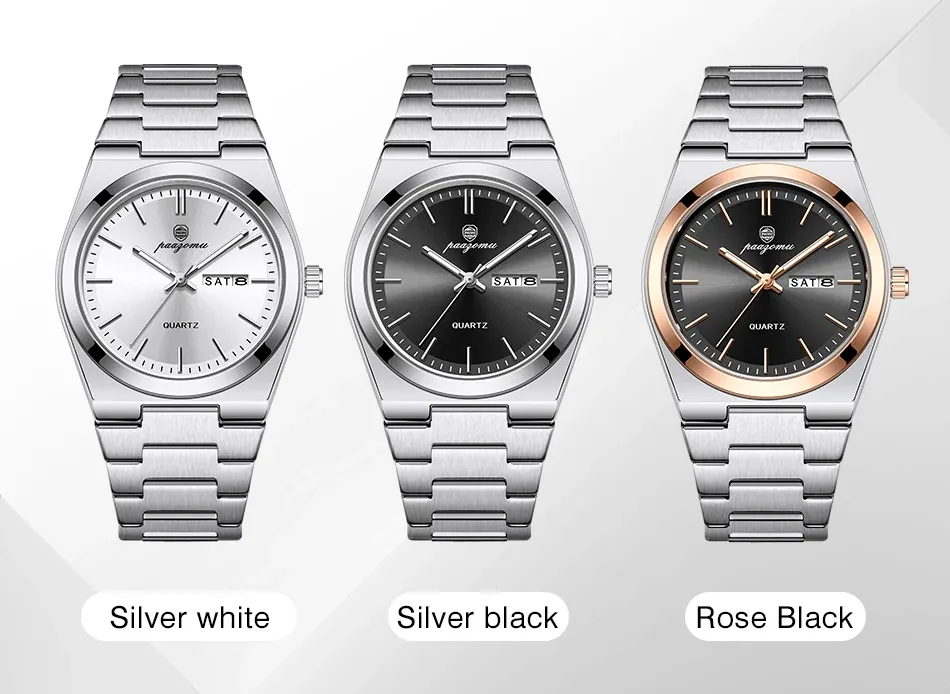 PAAZOMU Luxury Men's Quartz Wristwatch - Waterproof Stainless Steel Sport Watch with Luminous Date & Week Display, Ideal Gift for Men showcase 8