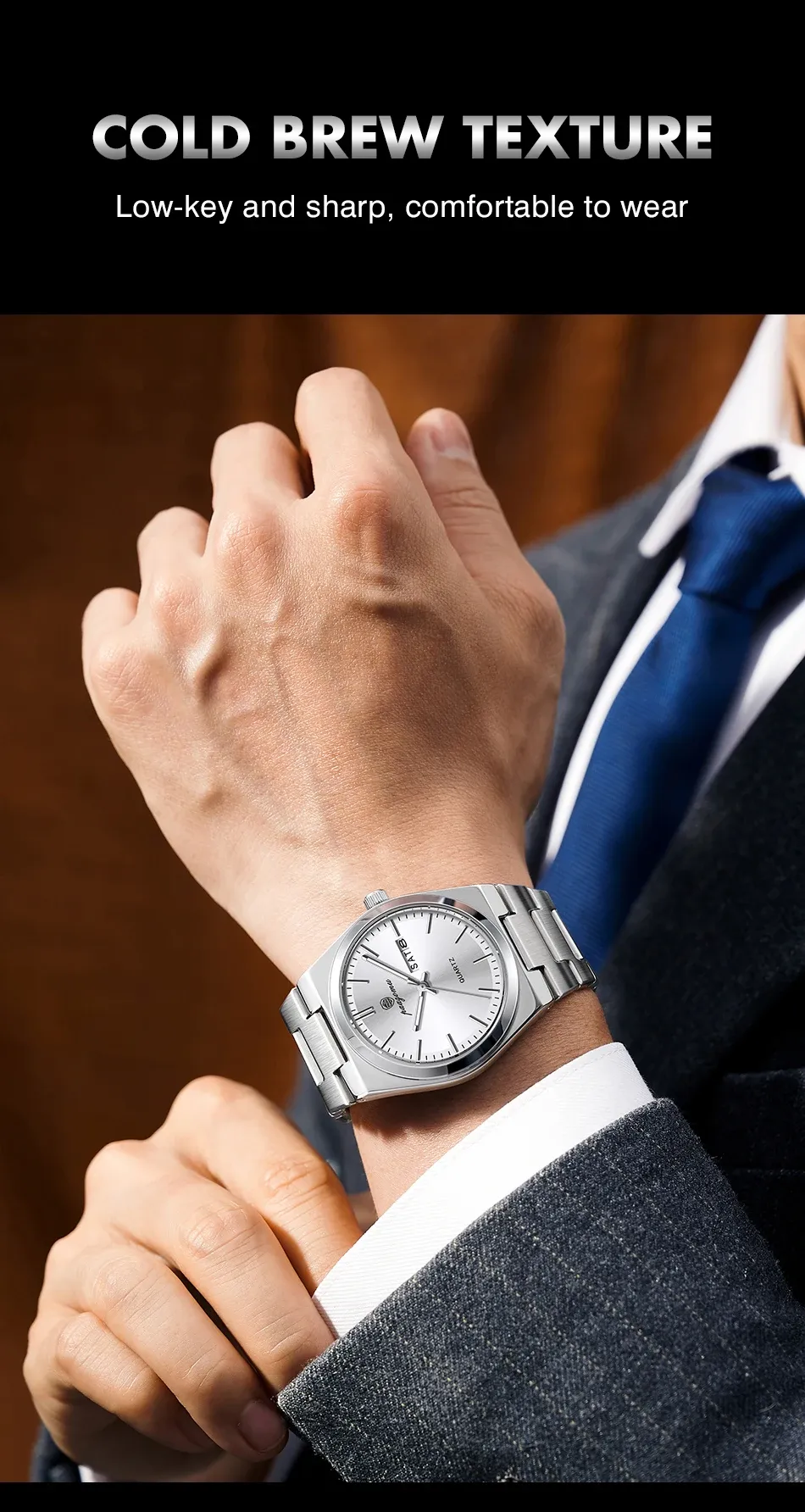 PAAZOMU Luxury Men's Quartz Wristwatch - Waterproof Stainless Steel Sport Watch with Luminous Date & Week Display, Ideal Gift for Men showcase 20