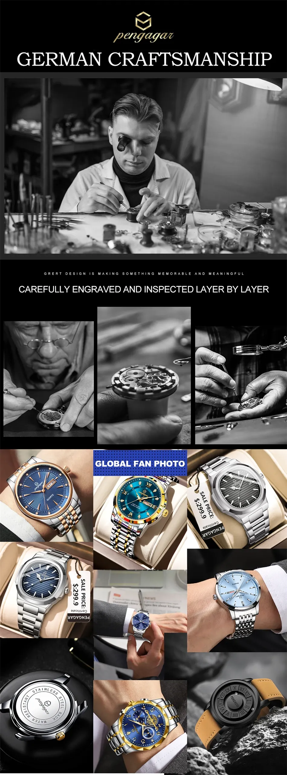 PAAZOMU Luxury Men's Quartz Wristwatch - Waterproof Stainless Steel Sport Watch with Luminous Date & Week Display, Ideal Gift for Men showcase 24