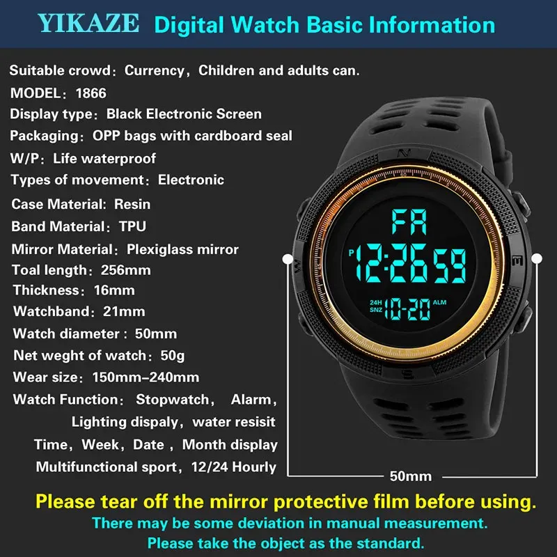 Men's Military Sports Digital Watch - Luminous LED Multifunction Waterproof Wristwatch for Boys, Students, and Teens - Shock Resistant with Silicone Band showcase 6