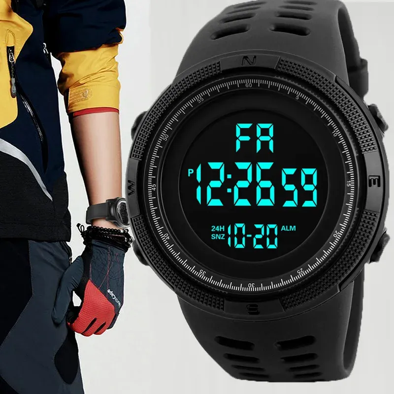 Men's Military Sports Digital Watch - Luminous LED Multifunction Waterproof Wristwatch for Boys, Students, and Teens - Shock Resistant with Silicone Band showcase 2