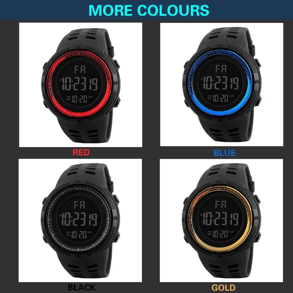 Men's Military Sports Digital Watch - Luminous LED Multifunction Waterproof Wristwatch for Boys, Students, and Teens - Shock Resistant with Silicone Band showcase 9