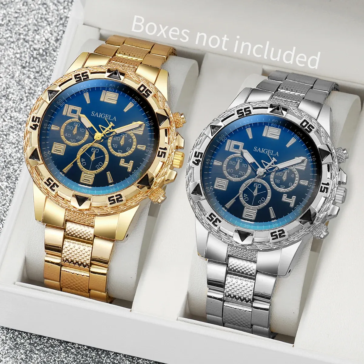 Men's Business Quartz Watch Set - Fashion Arabic Dial Steel Band, Durable Alloy Case, CE Certified, Water Resistant for Daily Wear thumbnail 2