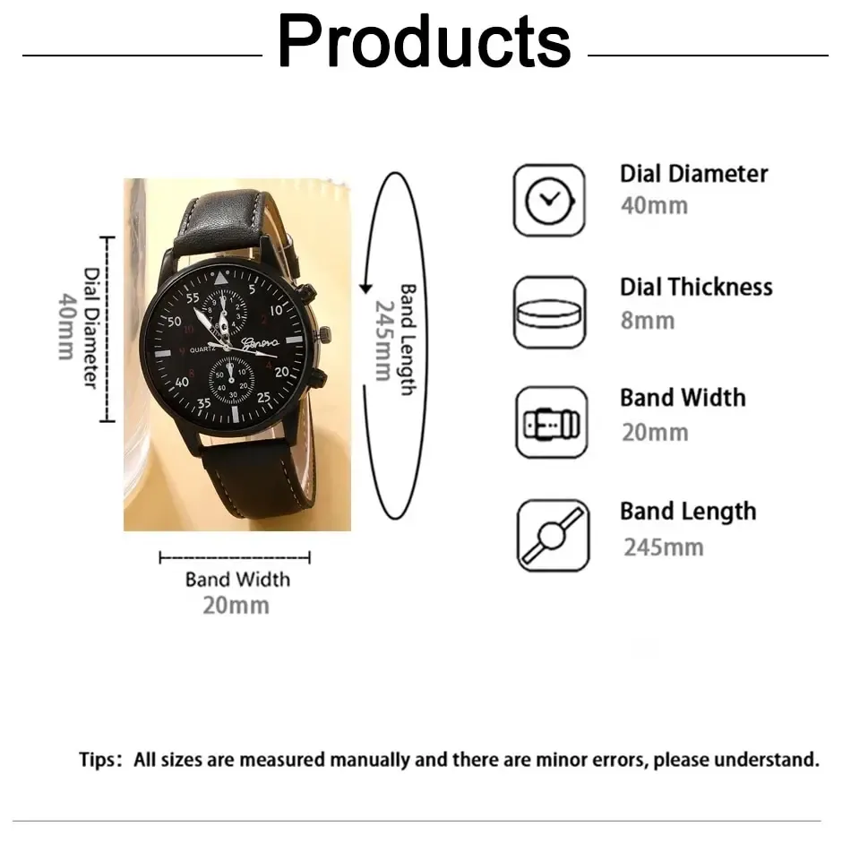 Luxury Men's Watch and Bracelet Set - Fashion Business Brown Leather Band Quartz Wristwatch with Alloy Case, Ideal Gift for Him showcase 2