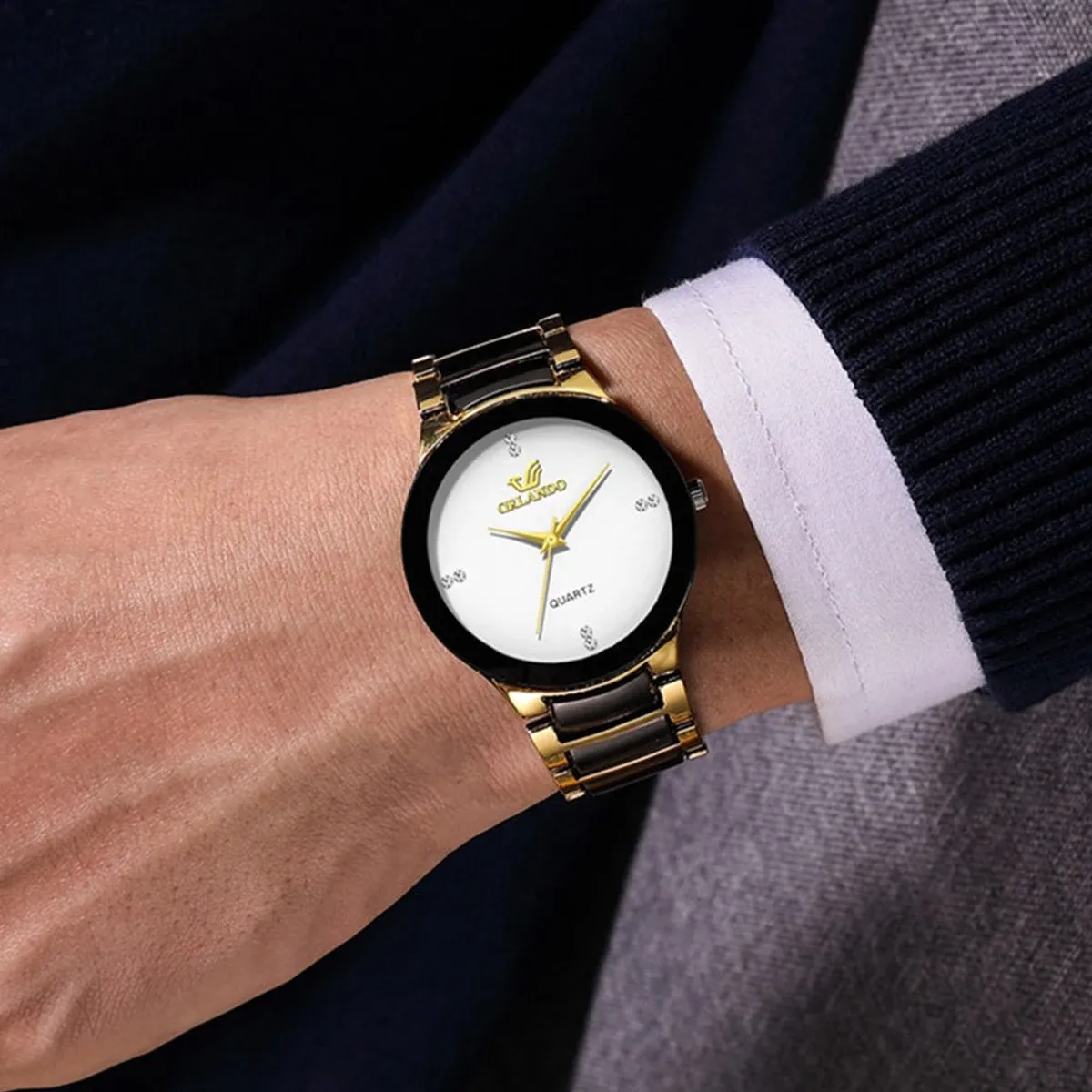 Luxury Men's Business Watch - Fashion Stainless Steel Strap Quartz Wristwatch, 38mm Dial, 8mm Slim Case, CE Certified for Daily Wear thumbnail 4