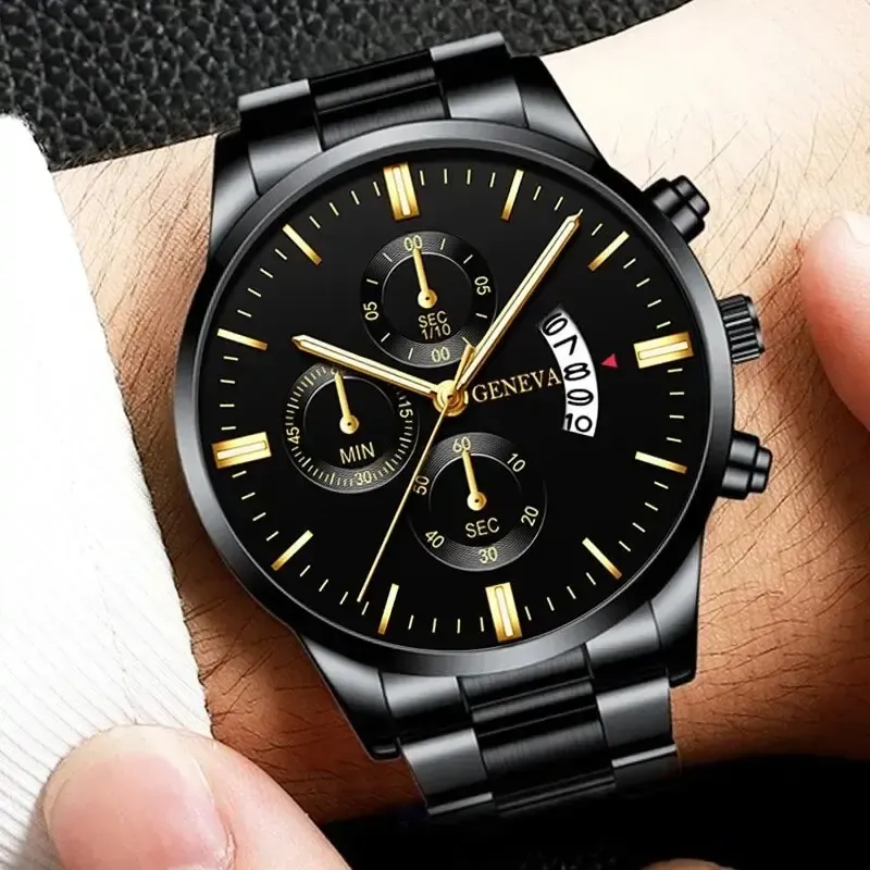 Men's Luxury Stainless Steel Quartz Watch - Business Casual Fashion with Calendar Feature, Ideal for Formal and Everyday Wear