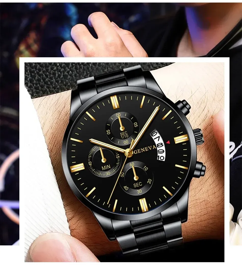 Men's Luxury Stainless Steel Quartz Watch - Business Casual Fashion with Calendar Feature, Ideal for Formal and Everyday Wear showcase 4
