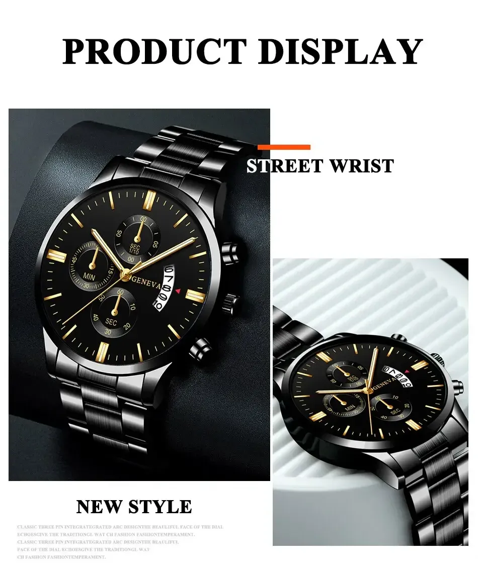 Men's Luxury Stainless Steel Quartz Watch - Business Casual Fashion with Calendar Feature, Ideal for Formal and Everyday Wear showcase 6