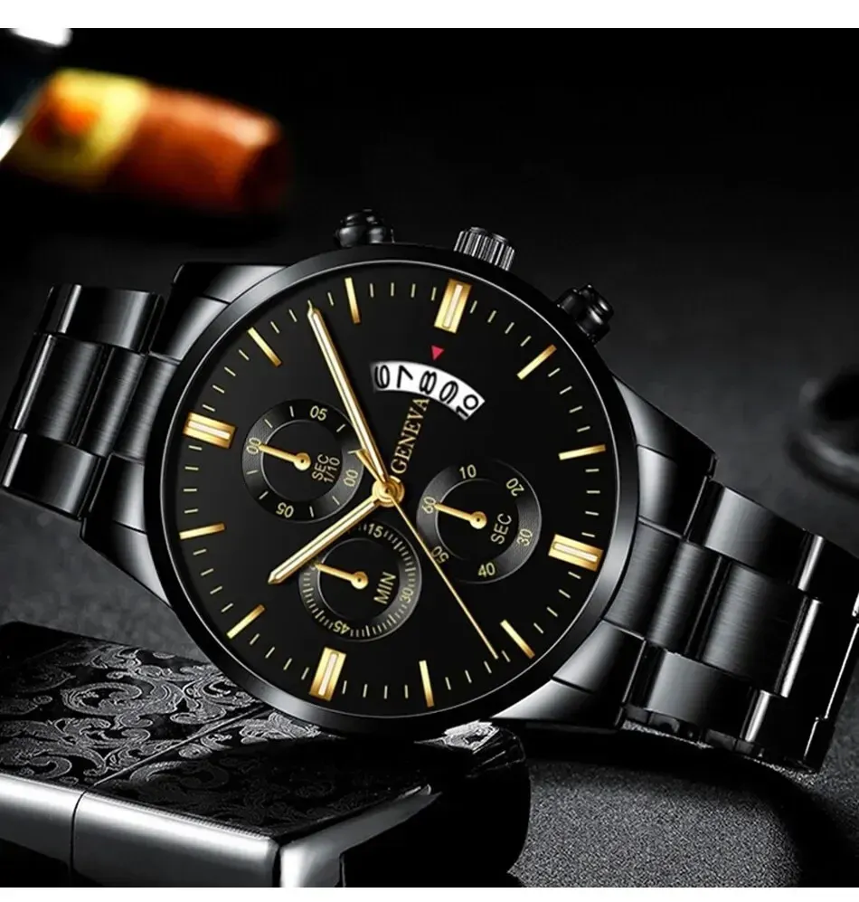 Men's Luxury Stainless Steel Quartz Watch - Business Casual Fashion with Calendar Feature, Ideal for Formal and Everyday Wear showcase 5