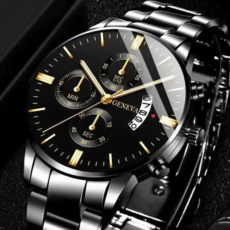 Men's Luxury Stainless Steel Quartz Watch - Business Casual Fashion with Calendar Feature, Ideal for Formal and Everyday Wear thumbnail 6