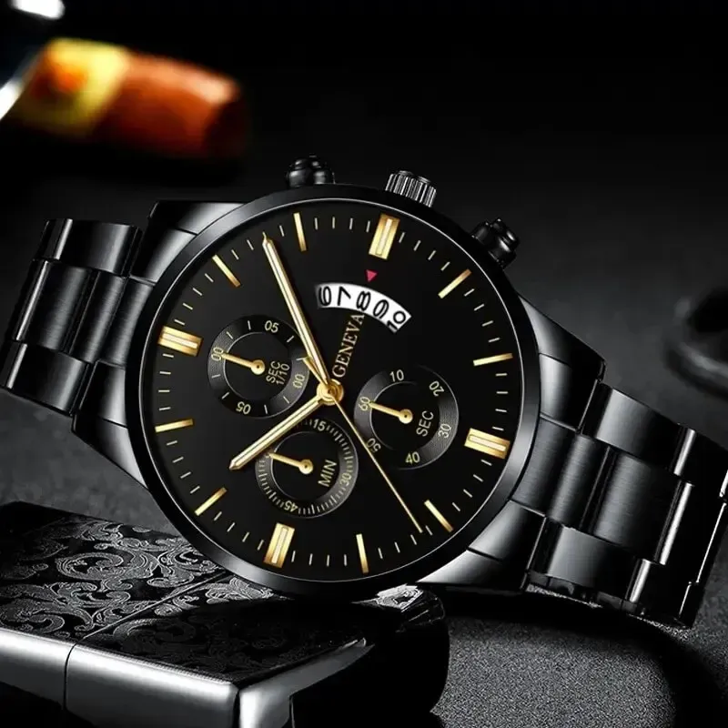 Men's Luxury Stainless Steel Quartz Watch - Business Casual Fashion with Calendar Feature, Ideal for Formal and Everyday Wear thumbnail 4