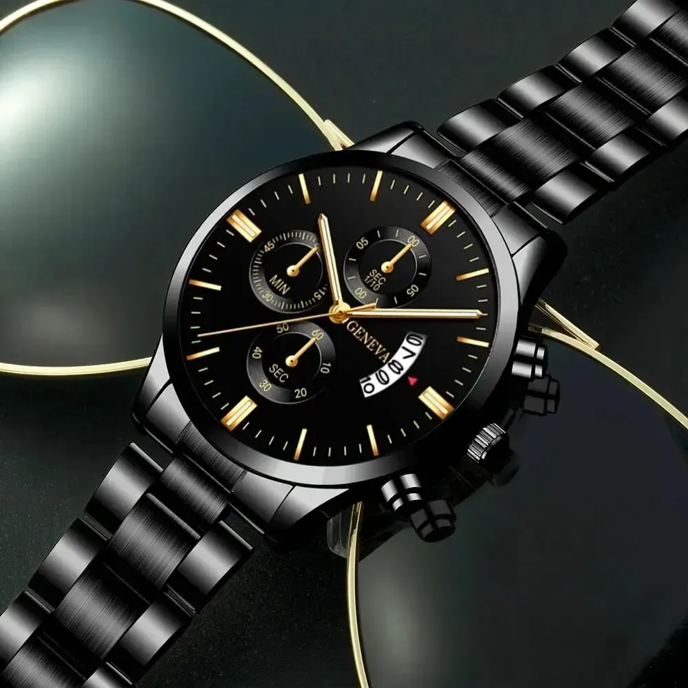Men's Luxury Stainless Steel Quartz Watch - Business Casual Fashion with Calendar Feature, Ideal for Formal and Everyday Wear thumbnail 2
