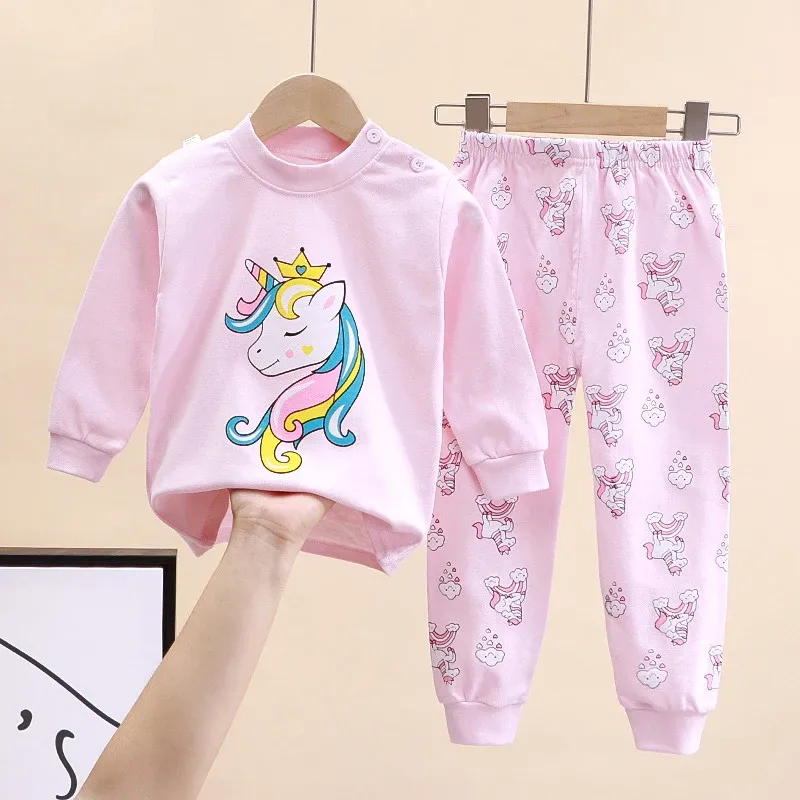 Little Maven Baby Girls Cotton Pajama Set - Cartoon Cat Print Tops & Pants for Autumn/Winter/Summer, Ages 18 Months to 5 Years thumbnail 5